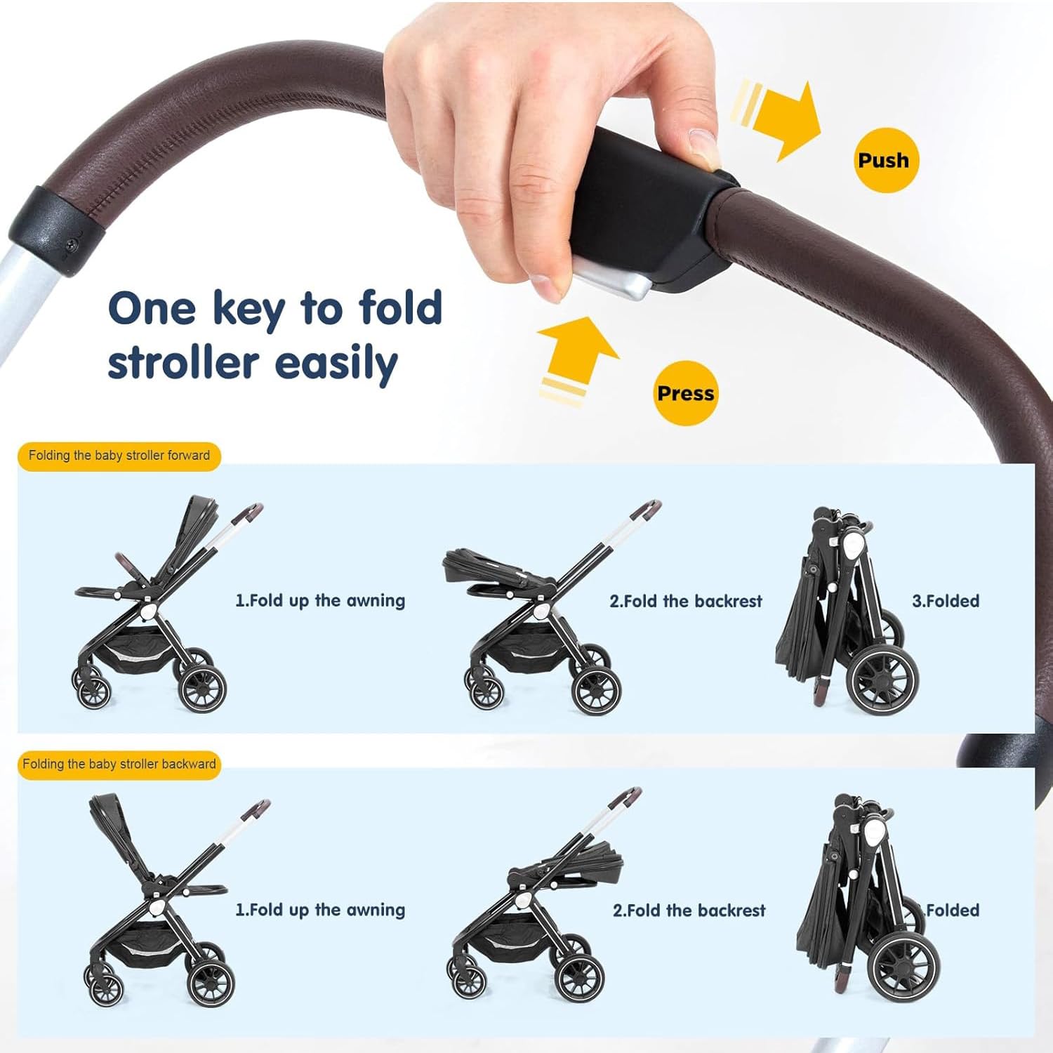 SIMPLGIRL Full-Size Baby Stroller with Removable Bassinet & Reversible Seat - Lightweight Travel Stroller for Newborns & Toddlers - Smooth Glide Wheels for Park Walks & Shopping Trips - Black