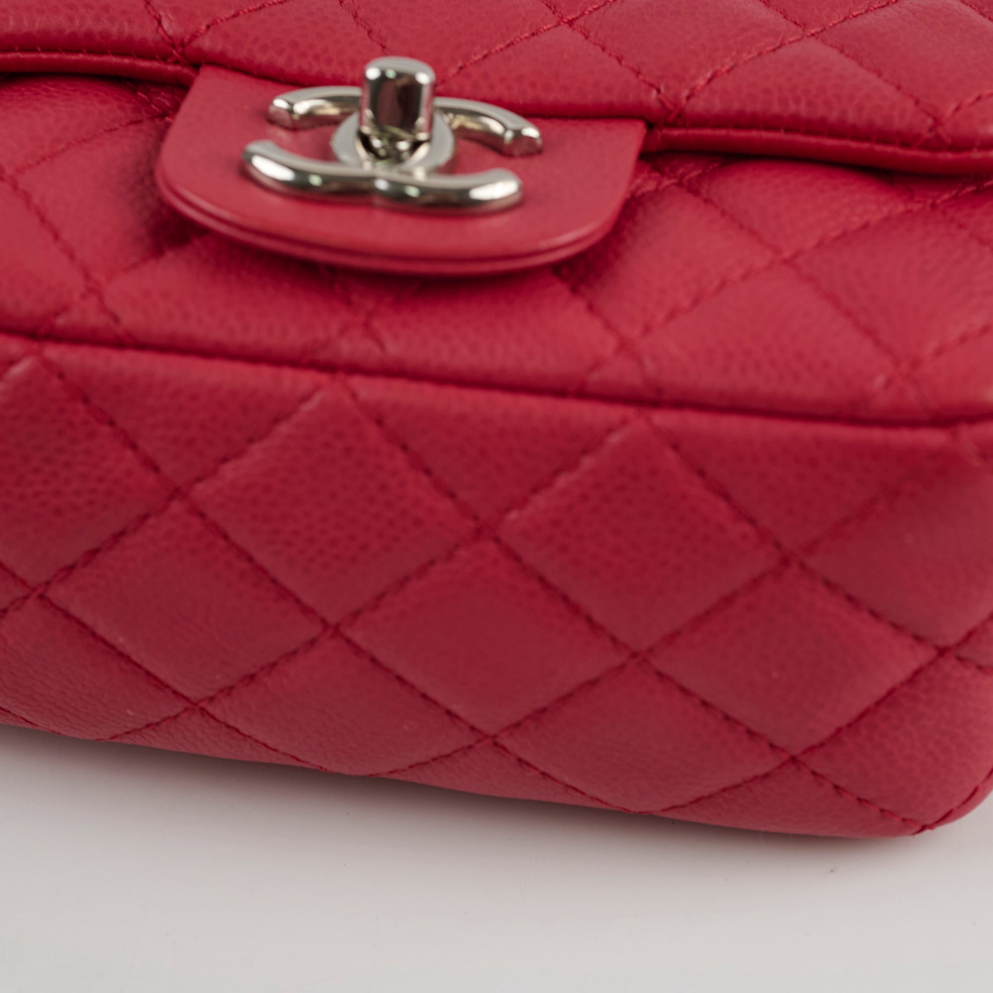 Chanel Caviar Leather Mini Square Flap Bag in Red - Perfect for Evening Parties, Date Nights & Luxury Fashion Accessories