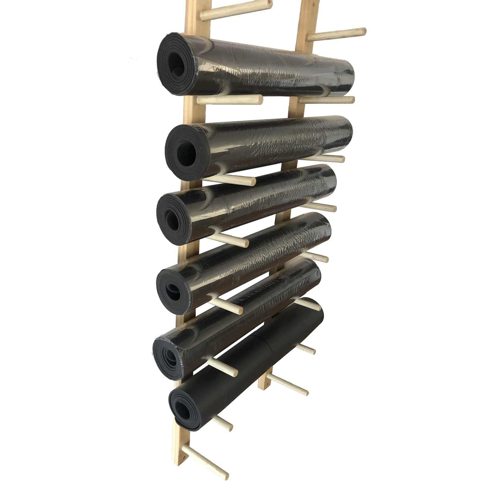 Wall Mounted Yoga Mat Holder Shelf - Large Capacity Wooden Storage Rack for Workout Mats | Space Saving Home Gym Organization for Yoga, Pilates & Fitness Enthusiasts