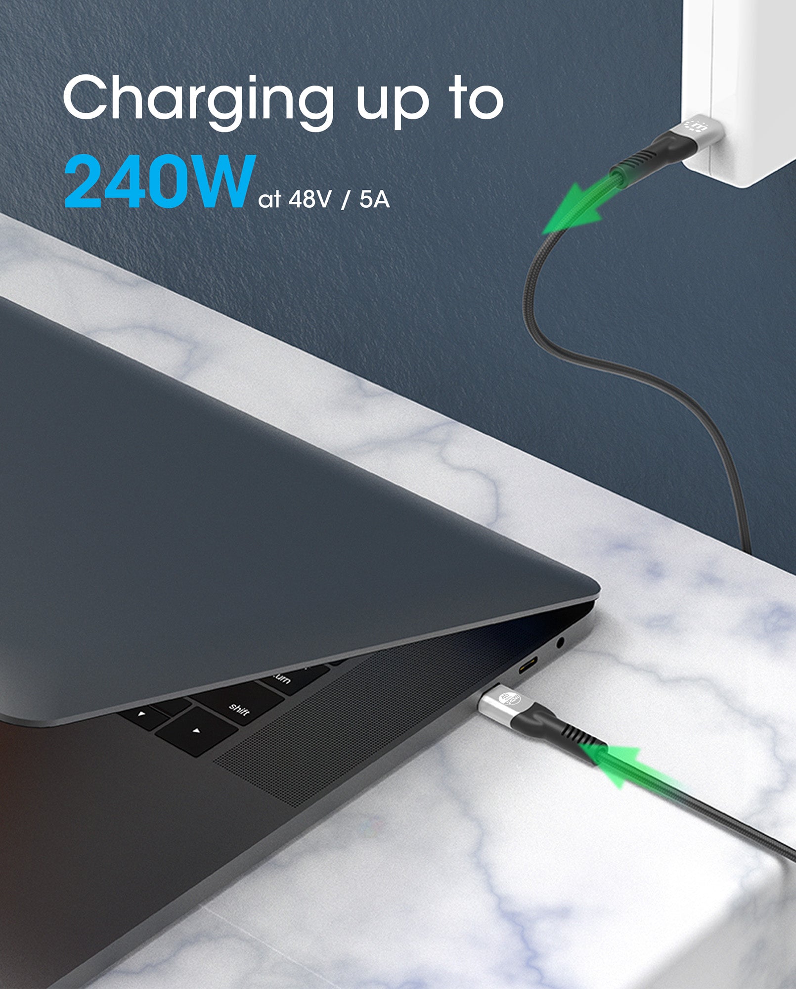 USB4 Type C Cable 40Gbps 8K Video & 240W EPR Fast Charging - PD 3.1 Certified for MacBook Pro, iPad Pro, Gaming Laptops & 4K Monitors