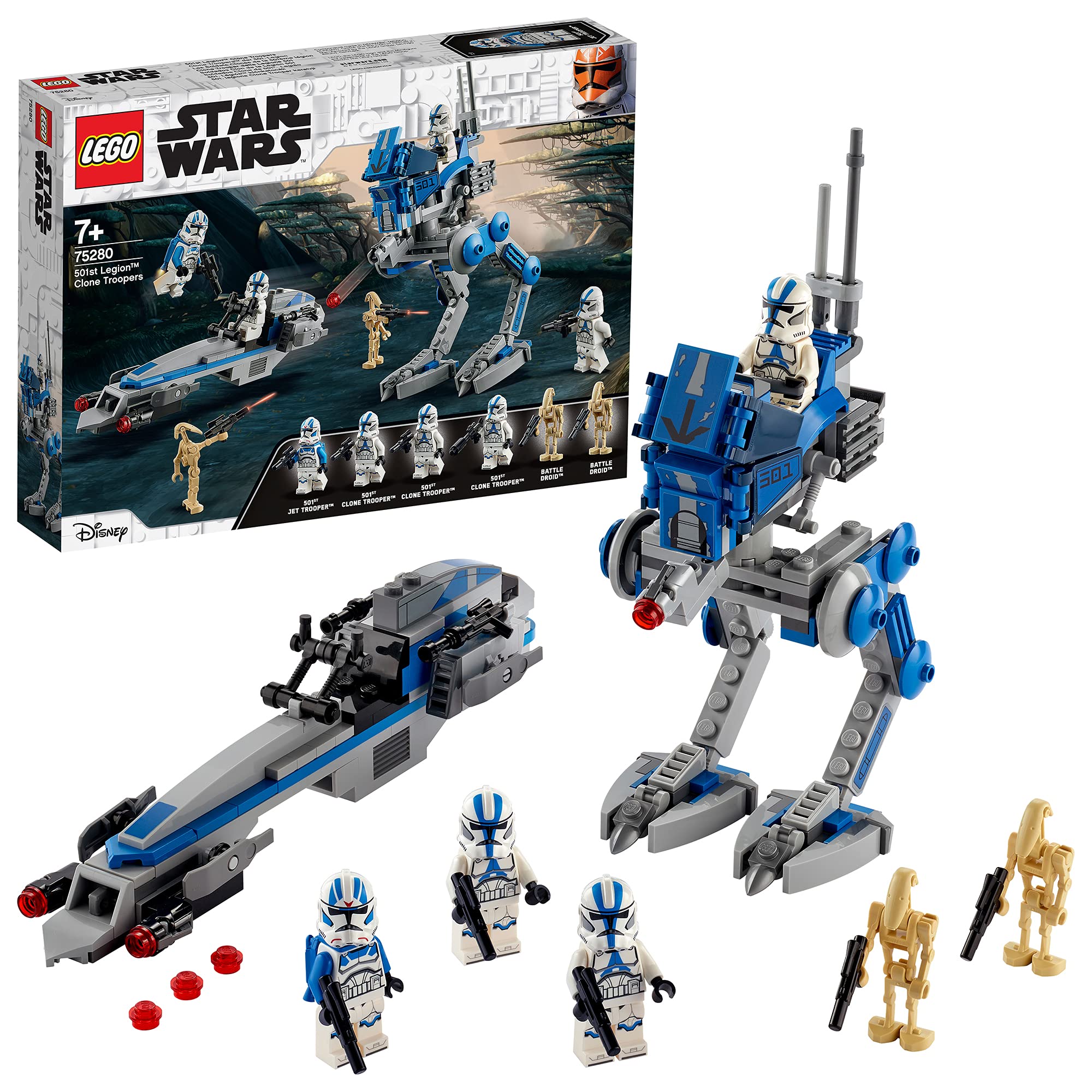 LEGO 75280 Star Wars 501st Legion Clone Troopers Building Kit – Buildable Action Figures for Kids & Collectors – Perfect for Star Wars Fans, Battle Scenes & Display