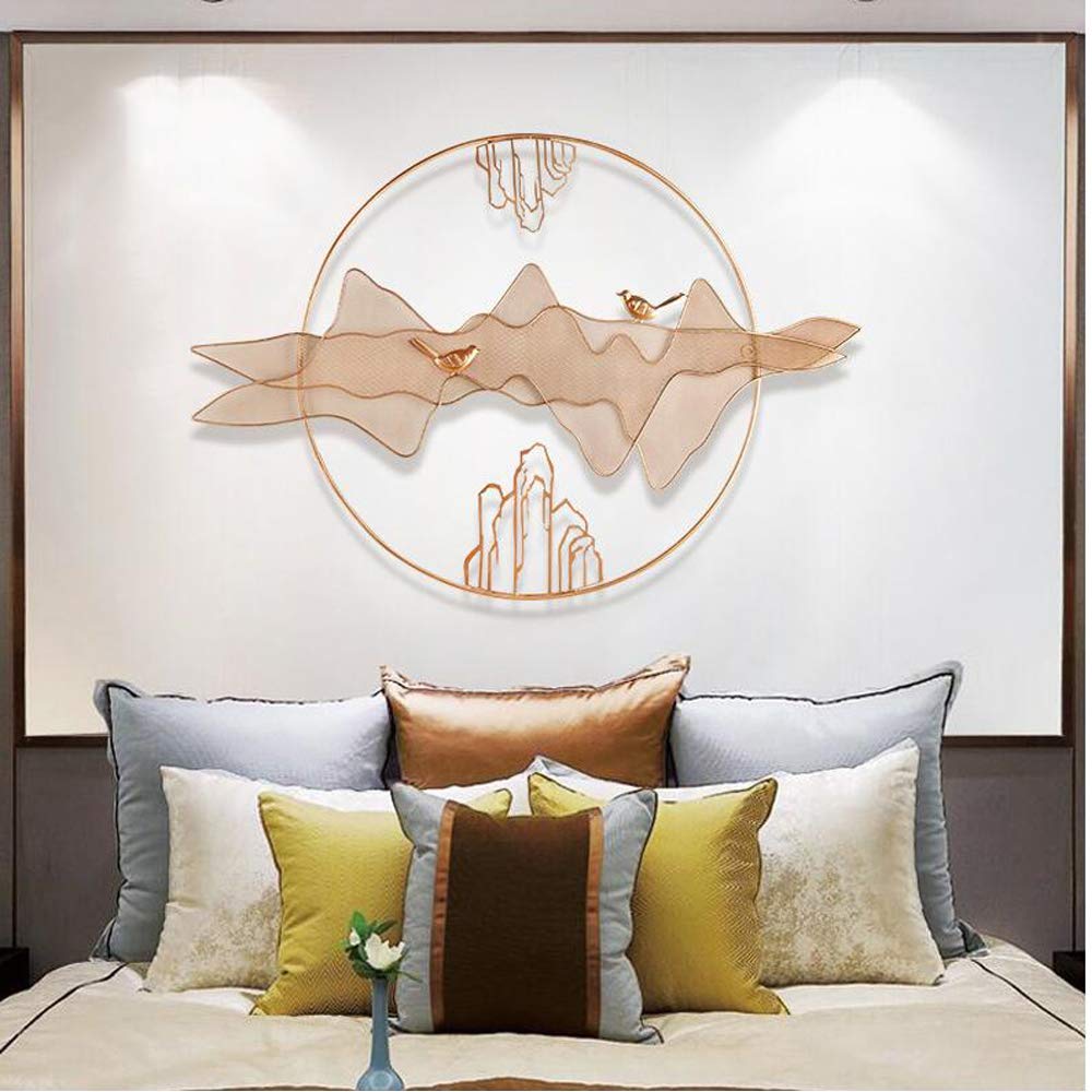 42 Inch Gold Circle Metal Wall Art - Natural Scenic Portrait Home Décor for Living Room, Bedroom, Office & Dining Room | Indoor Wall Sculpture & Hanging Ornamental Accent | Perfect for Modern Home & Kitchen Decor
