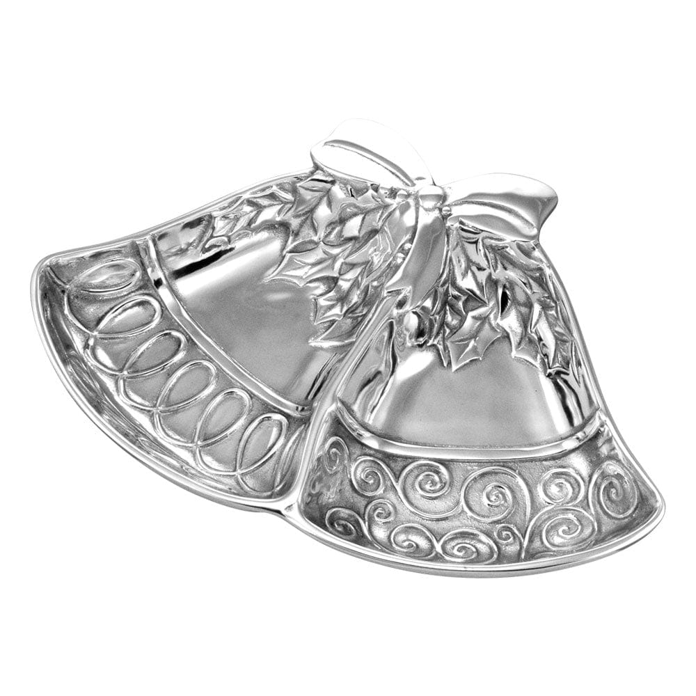 Holly Berries Divided Bell Server - Elegant 3-Piece Serving Set for Holiday Parties, Christmas Decor & Buffet Display