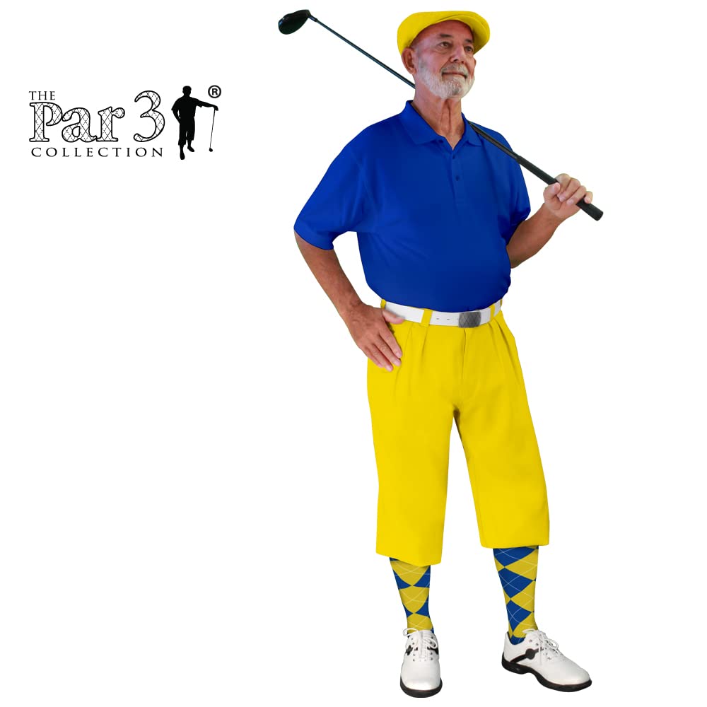 Premium Yellow Microfiber Plus Fours for Men - Lightweight & Breathable Golf Trousers - Perfect for Golfing, Casual Wear & Outdoor Activities