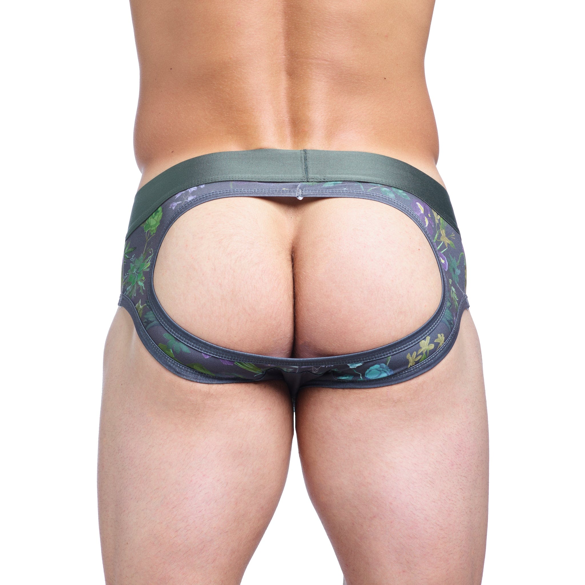 Hand Painted Dutch Floral Peek A Boo Brief Green - Vintage Style Women's Underwear for Special Occasions & Boudoir Photography