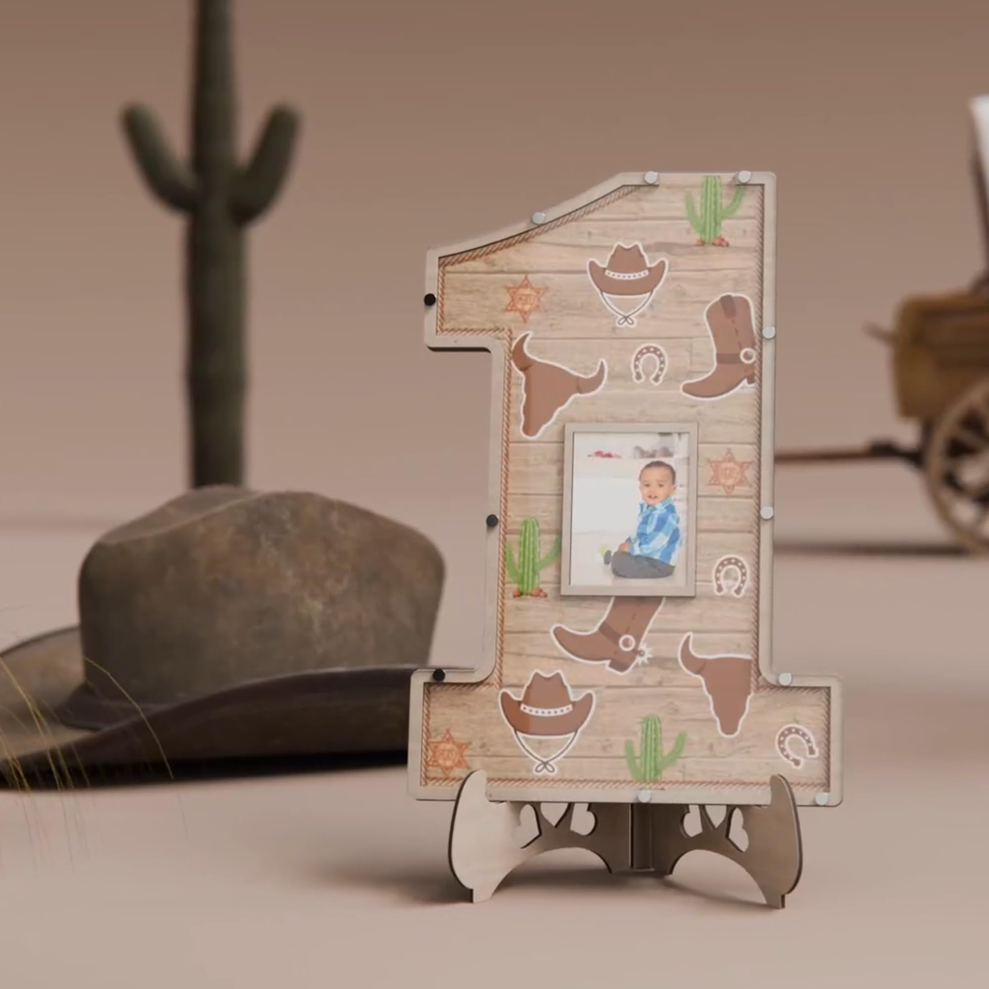My First Rodeo Birthday Guest Book & Photo Frame Keepsake - Cowboy Cowgirl 1st Birthday Decor for Boys & Girls - Western Theme Party Sign-In Game Centerpiece (Perfect for Wild West Themed Birthday Parties & Baby Showers)