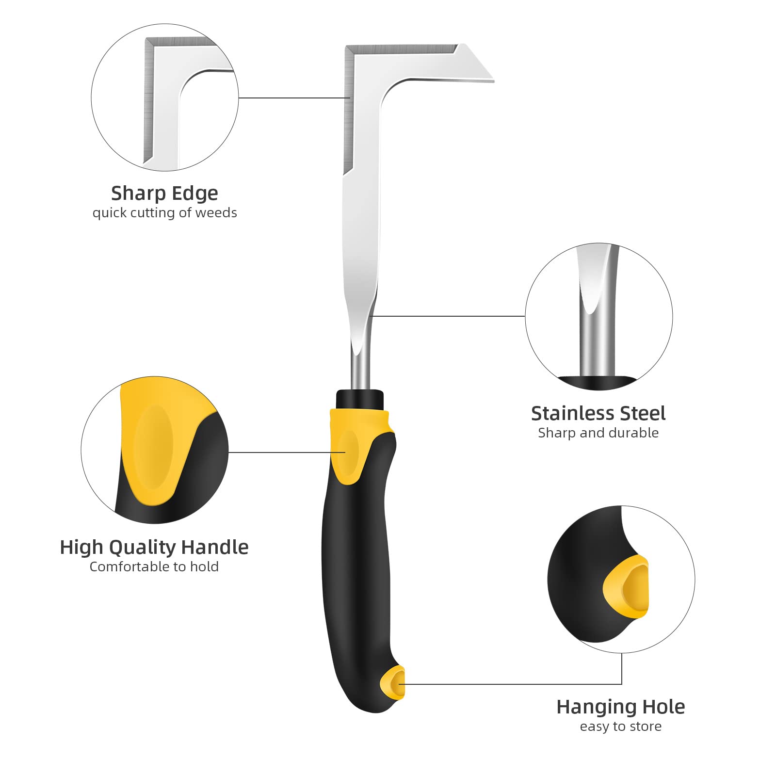 SWANSOFT Crack Weeder Tool - Heavy Duty Paver Weed Remover for Sidewalks, Driveways & Gardens - Efficient Crevice Weeding Tool for Patio, Brick & Concrete Surfaces - Perfect for Lawn Care & Outdoor Maintenance