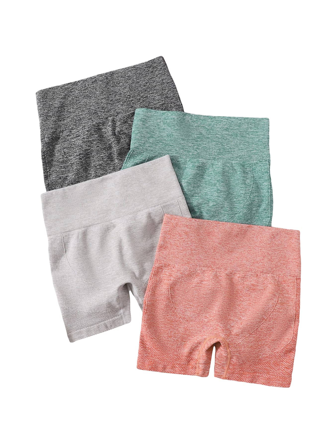 SOLY HUX Women's 4-Piece High Waist Workout Shorts Set - Stretchy Athletic Running Yoga Biker Shorts for Gym, Fitness & Casual Wear