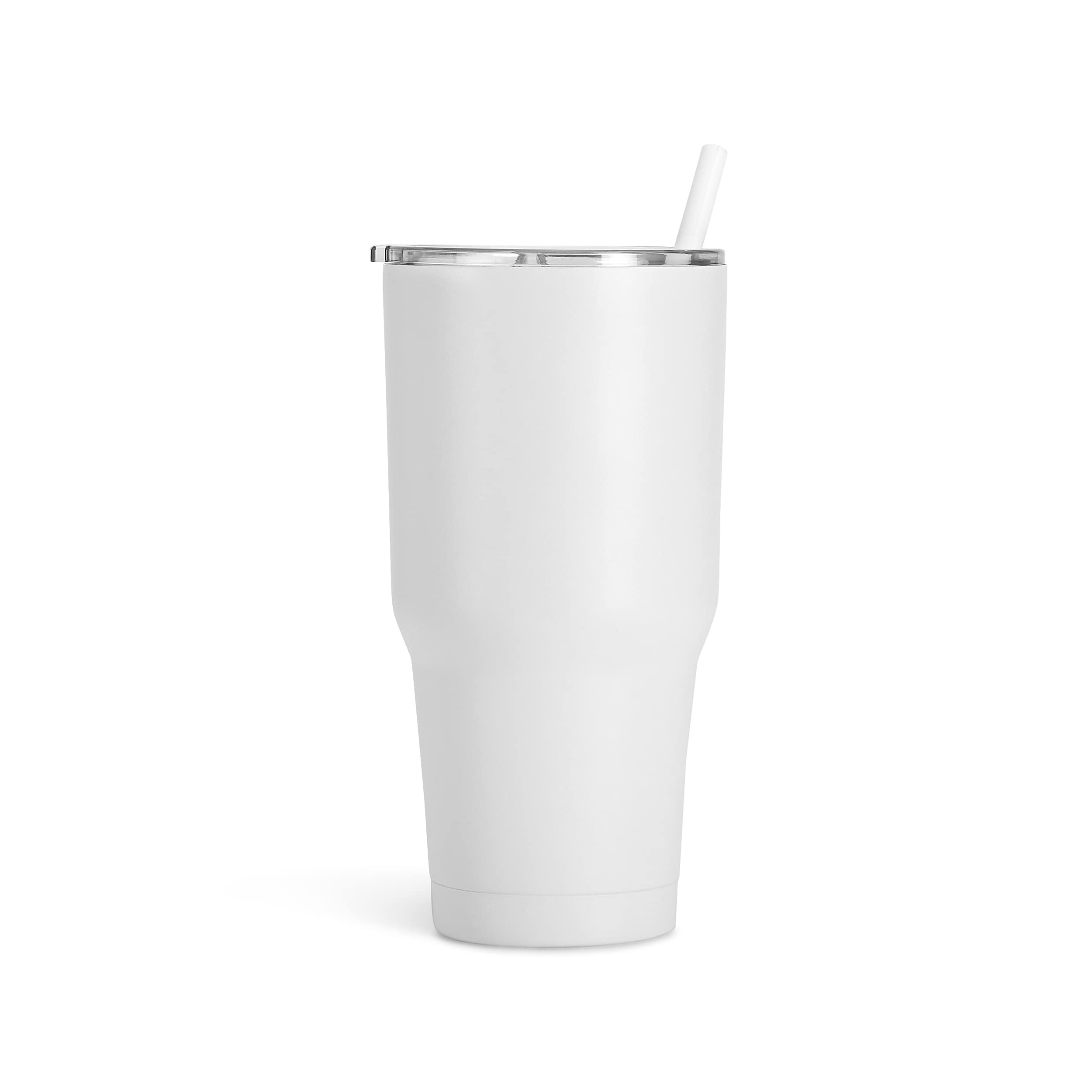 Makerflo 30 oz White Powder Coated Tumbler - 25 Pack with Lid & Straw | Laser Engravable, UV DTF, Epoxy & Vinyl Ready | Perfect for DIY Gifts, Customization & Personal Projects | Great for Office, Party Favors & Promotional Events