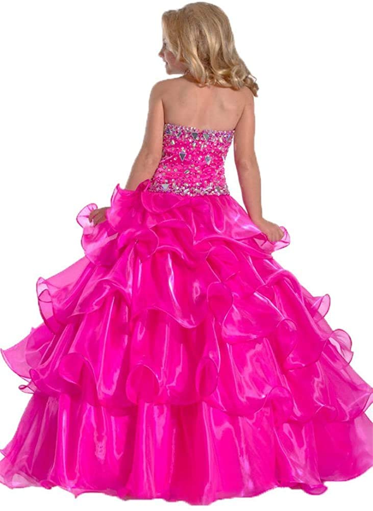 **Junguan Girls Halter Beaded Rhinestones Pageant Dress – Classic Birthday Wedding Party Long Gown JD001 – Perfect for Pageants, Quinceañeras & Special Occasions**