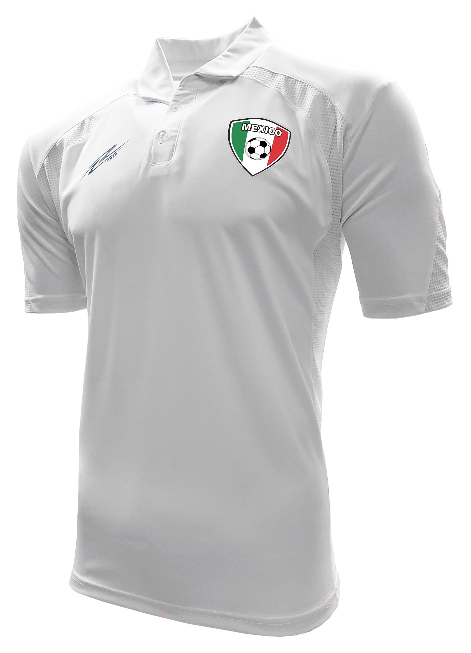 Men's Mexico Polo Shirt - Breathable Sports Shirt in White & Red | Perfect for Golf, Tennis & Casual Wear