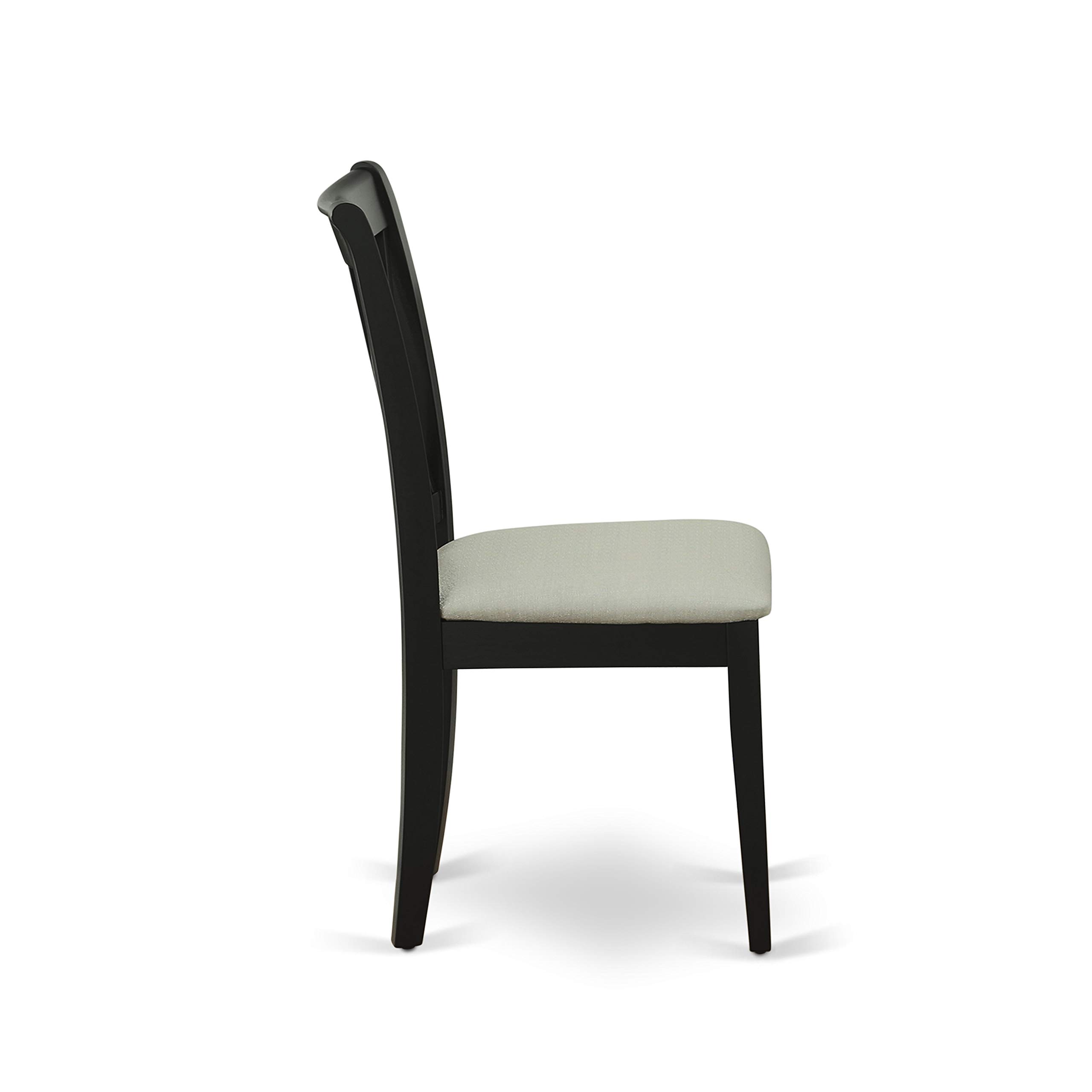 East West Furniture DUCL7-BLK-C 7-Piece Black Dining Room Set with 36x60 Inch Rectangle Table & 6 Linen Upholstered Chairs - Perfect for Family Meals, Dinner Parties, and Modern Home Decor