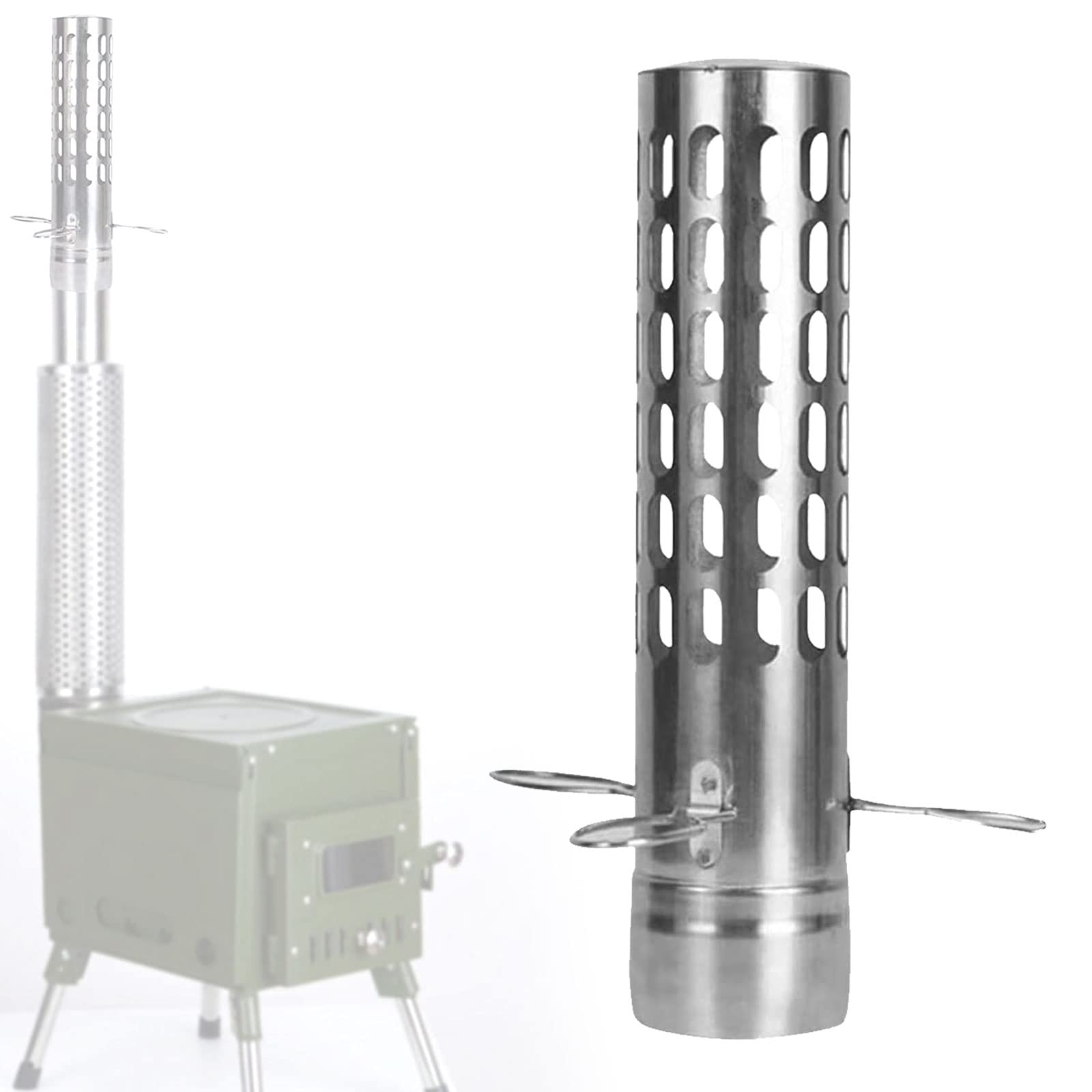 0℃ Chimenea de Acero Inoxidable Tapa de Tubo de Estufa con Supresor de Chispas, 6cm Diámetro, Accesorios para Estufa de Camping, Ideal para Aventuras al Aire Libre y Acampadas