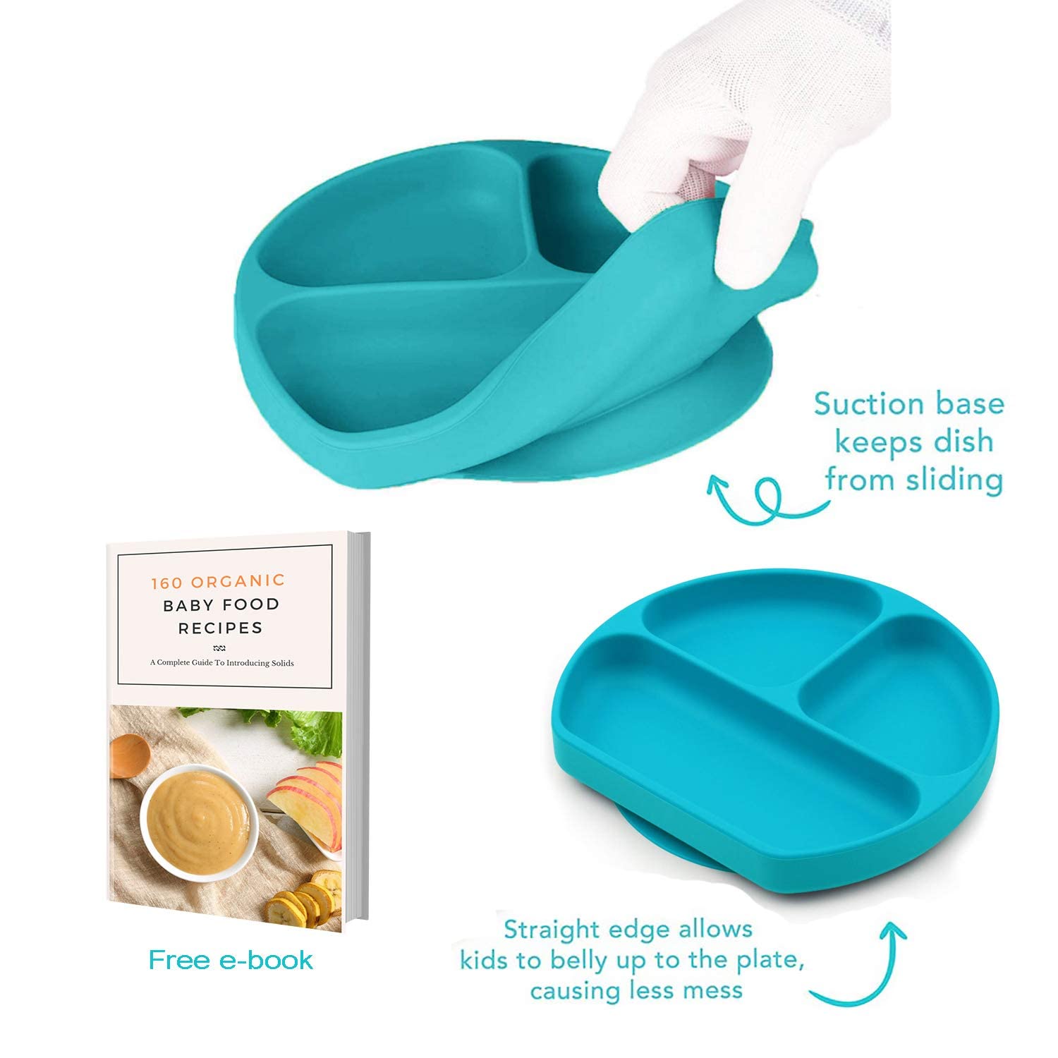 Non-Slip Silicone Baby Plates - BPA Free Suction Bowls for High Chairs & Tables - Toddler Mealtime Essentials