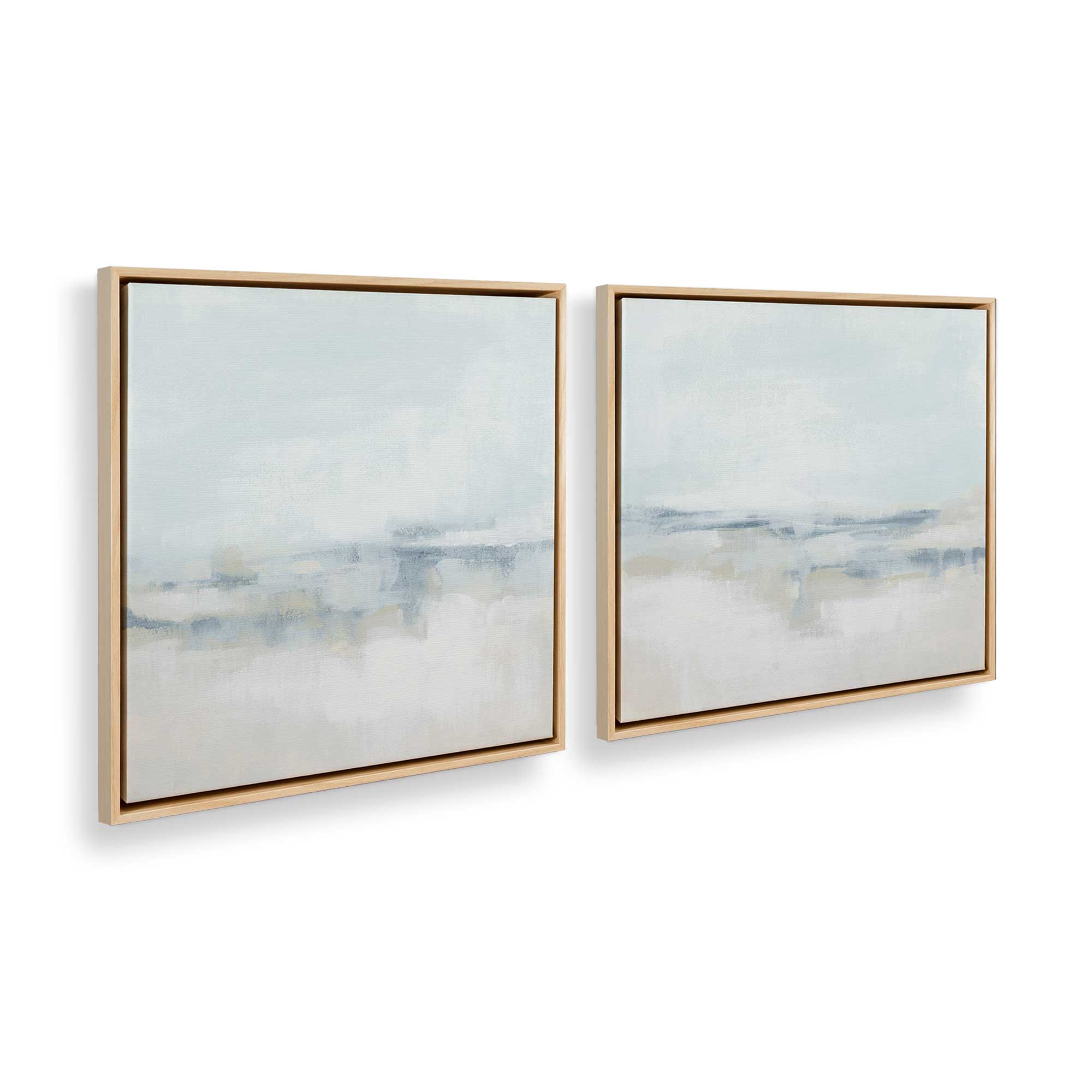 Cloudy Shoreline Hues - Set of 2 Premium Canvas Wall Art Prints for Coastal Home Decor | Perfect for Living Room, Bedroom & Beach House