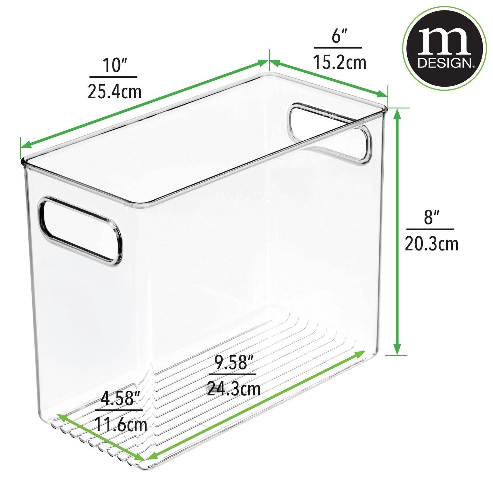 mDesign Clear Plastic Stackable Tall Storage Bins with Handles - 8 Pack for Bathroom, Closet & Under Sink Organization | Holds Soaps, Makeup & Styling Tools | Perfect for Home, Office & Kids Room Storage - Ligne Collection