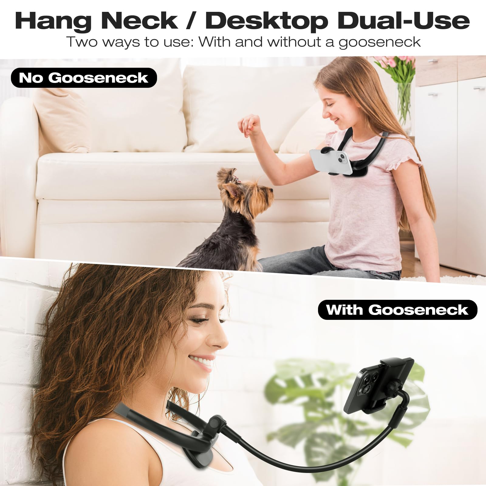 Flexible Gooseneck Phone Stand Holder - Hands-Free Adjustable Neck & Bed Mount for iPhone, Samsung (4.7