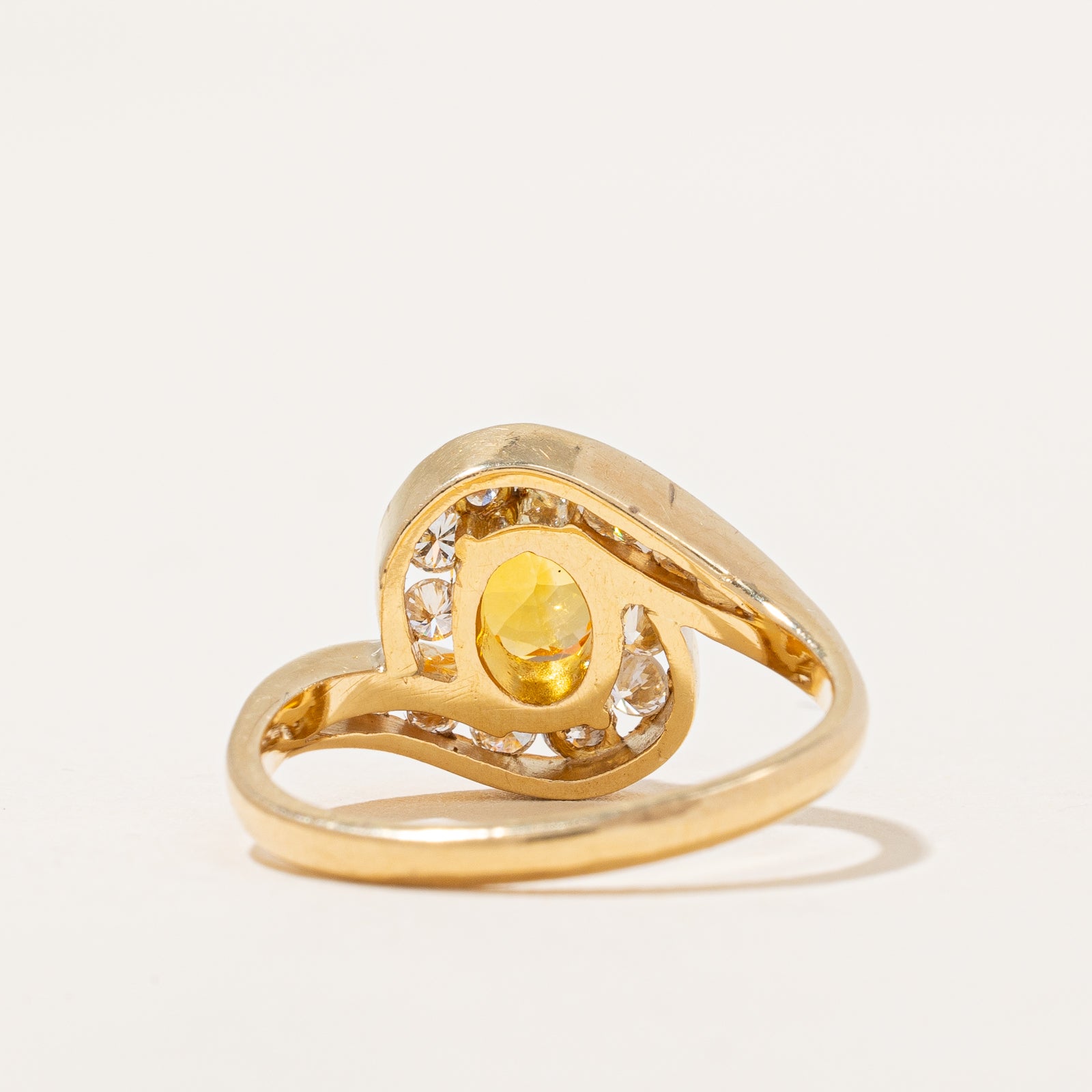 1.05ct Yellow Sapphire & 0.31ct Diamond Bypass Ring - Size 6.5 | Elegant Engagement, Anniversary & Gift Jewelry for Women