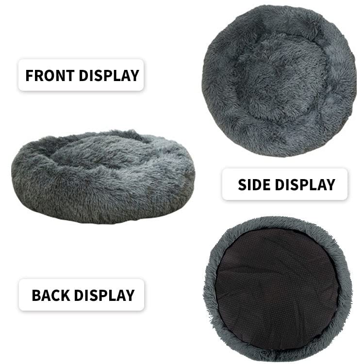 Nisrada 27 Inch Round Washable Dog Bed for Small, Medium & Large Dogs - Calming Soft Pet Bed with Non-Slip Bottom | Cozy Bed for Puppies & Kittens | Perfect for Living Room, Bedroom & Pet Travel