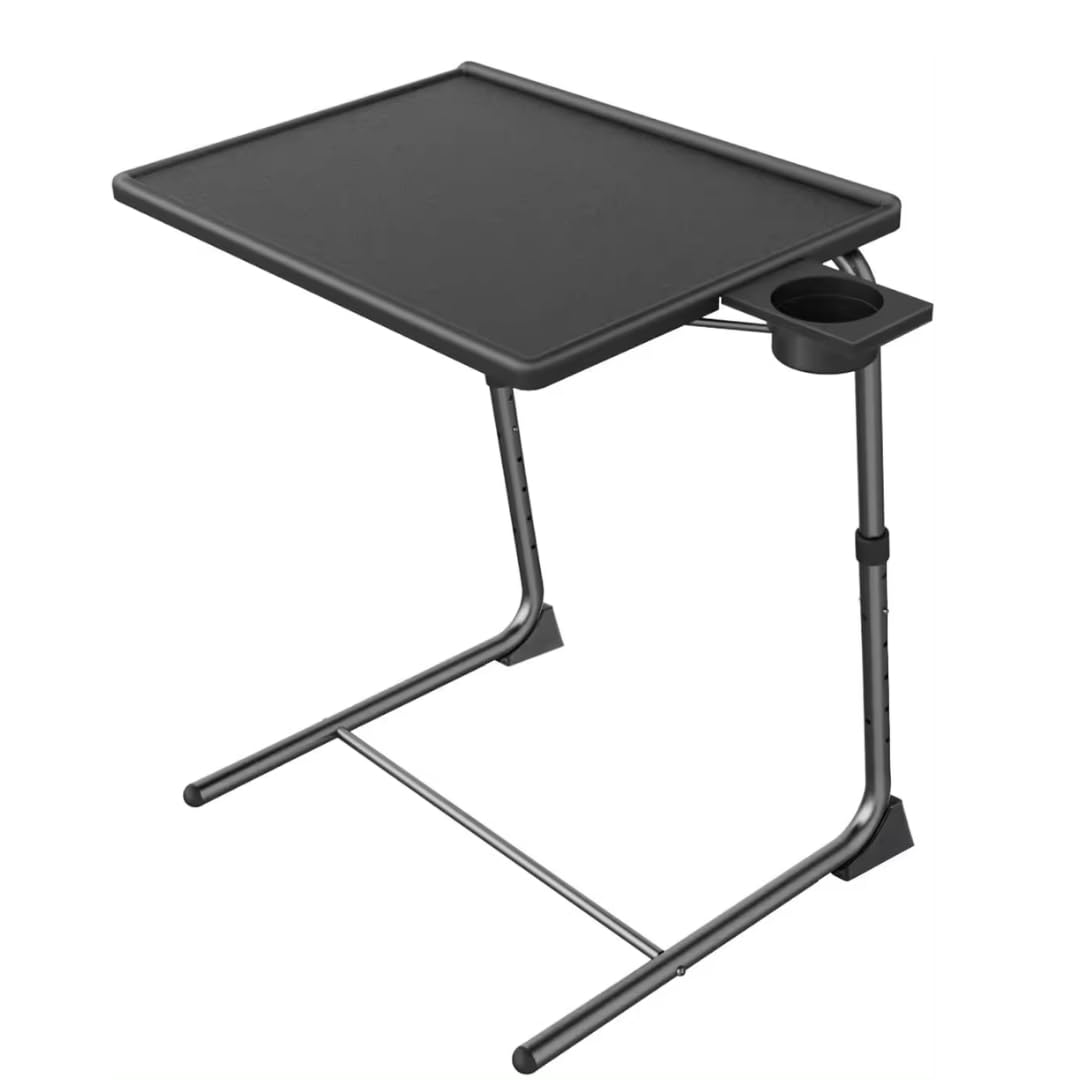 Adjustable Folding TV Tray Table with 6 Height Settings & 3 Tilt Angles - Multifunctional Bedside & Sofa Dining Tray - Perfect for Eating, Working, or Studying in Bed, Living Room, or Office