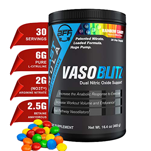 BUILD FAST FORMULA Vaso Blitz Rainbow Candy 465g - Pre Workout Energy Supplement for Gym, Fitness & Bodybuilding - Boost Performance & Focus
