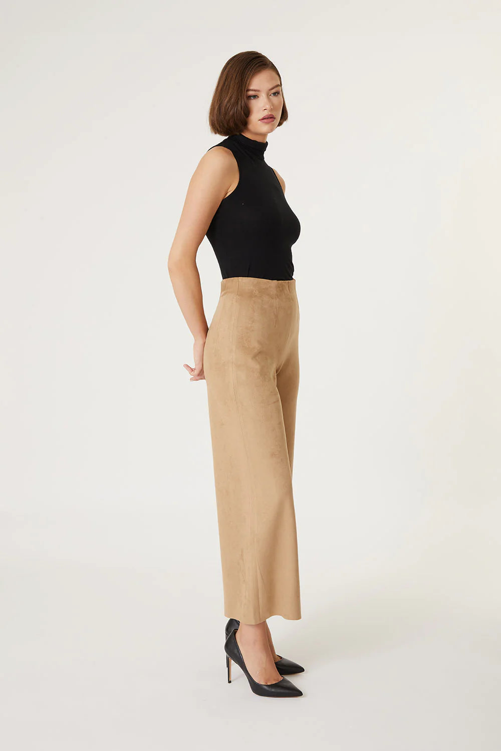 Fiona Faux Suede Wide Leg Pants in Golden - Comfortable High-Waisted Trousers for Women | Perfect for Office, Casual Wear & Night Out