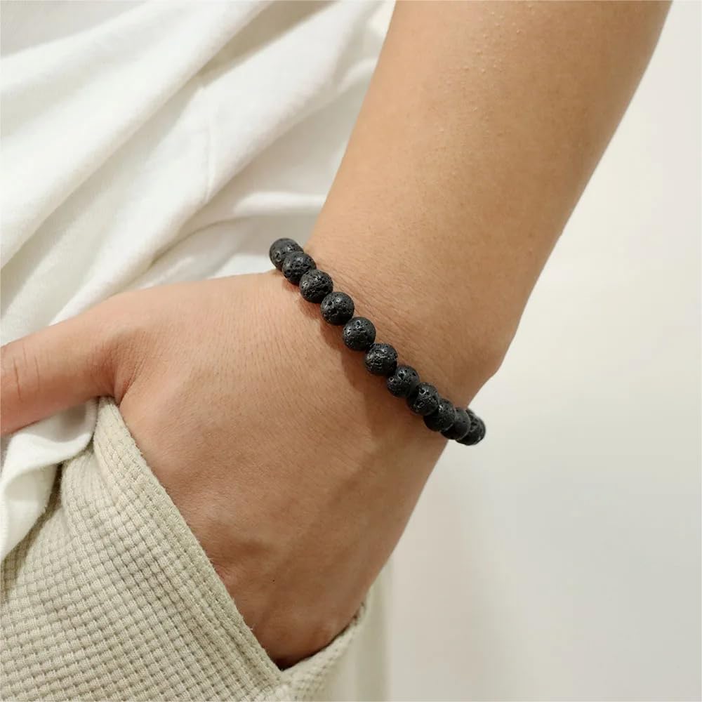 MOZAKA 12PCS Natural Crystal Bracelets for Women & Men - 8mm Semi-Precious Gemstone Beaded Stretch Bracelets, Healing Stone Unisex Jewelry Gift for Meditation, Yoga & Positive Energy