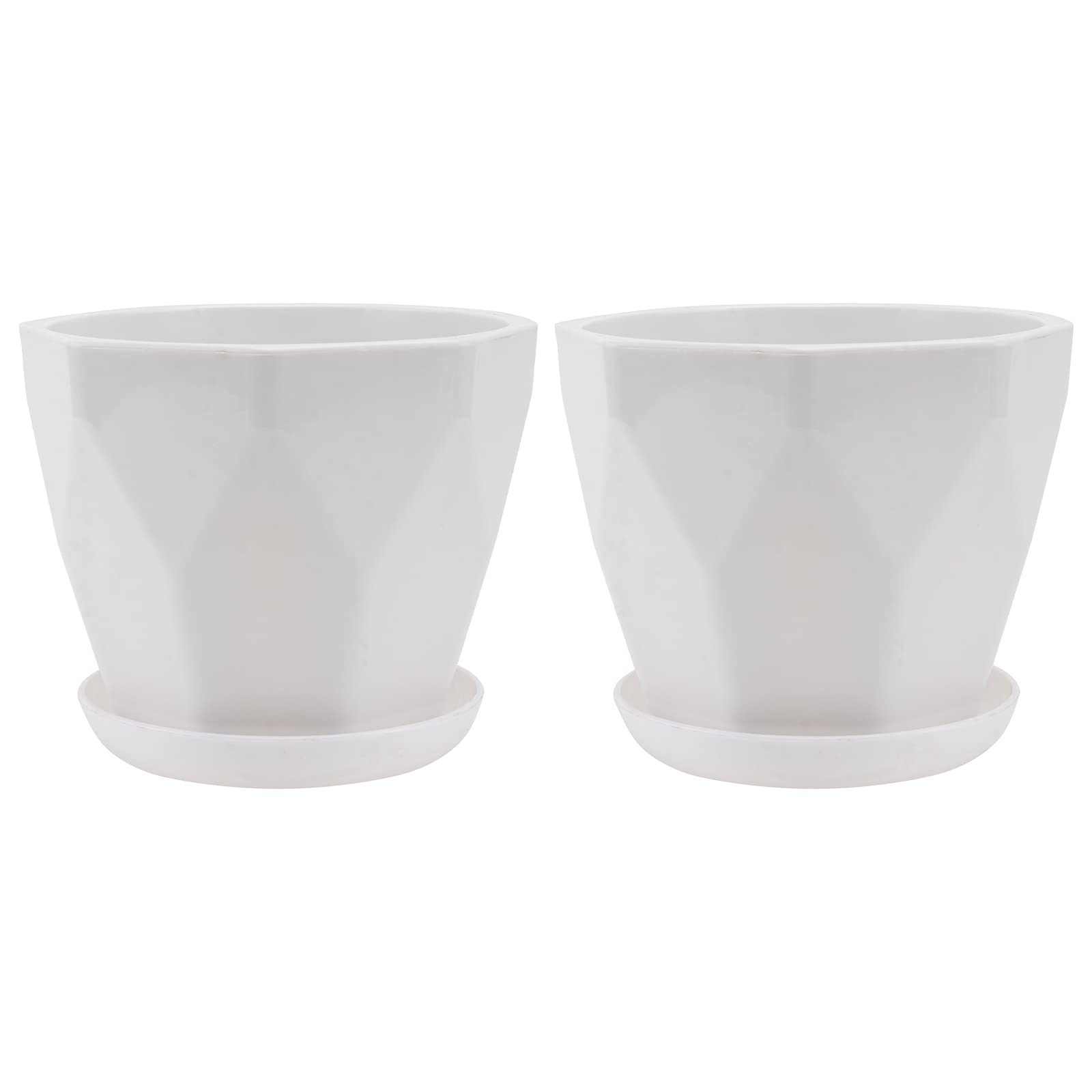 2 Sets White Plastic Flower Pots - Mini Bonsai Planters for Indoor Plants, Round Cylinder Decorative Gardening Pots (Ideal for Succulents, Herbs & Small Houseplants) - Perfect for Windowsills, Desks & Home Decor