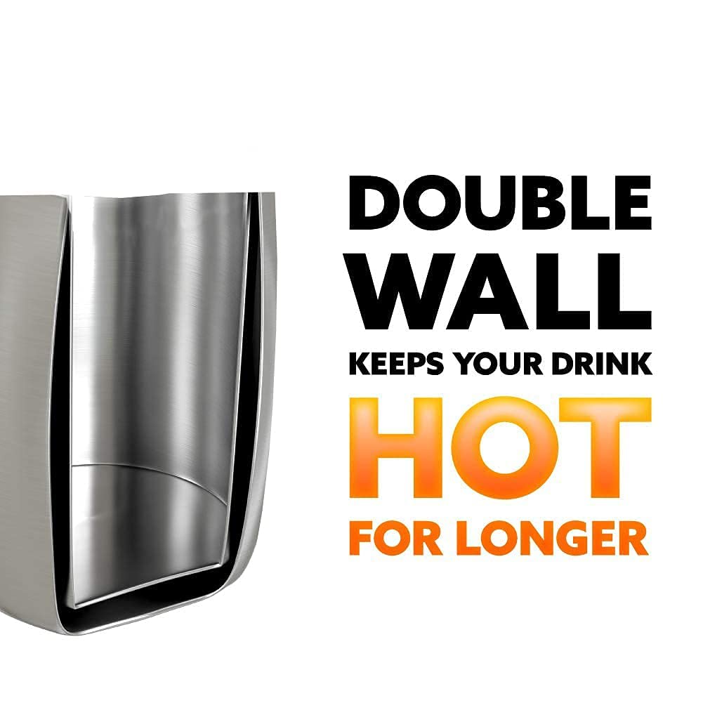 VISAXMI® Stainless Steel Double Wall Tea & Coffee Cups - 2 Pack, Hot & Cold Insulated Travel Mugs with Stylish Design for Office, Home & Outdoor Use