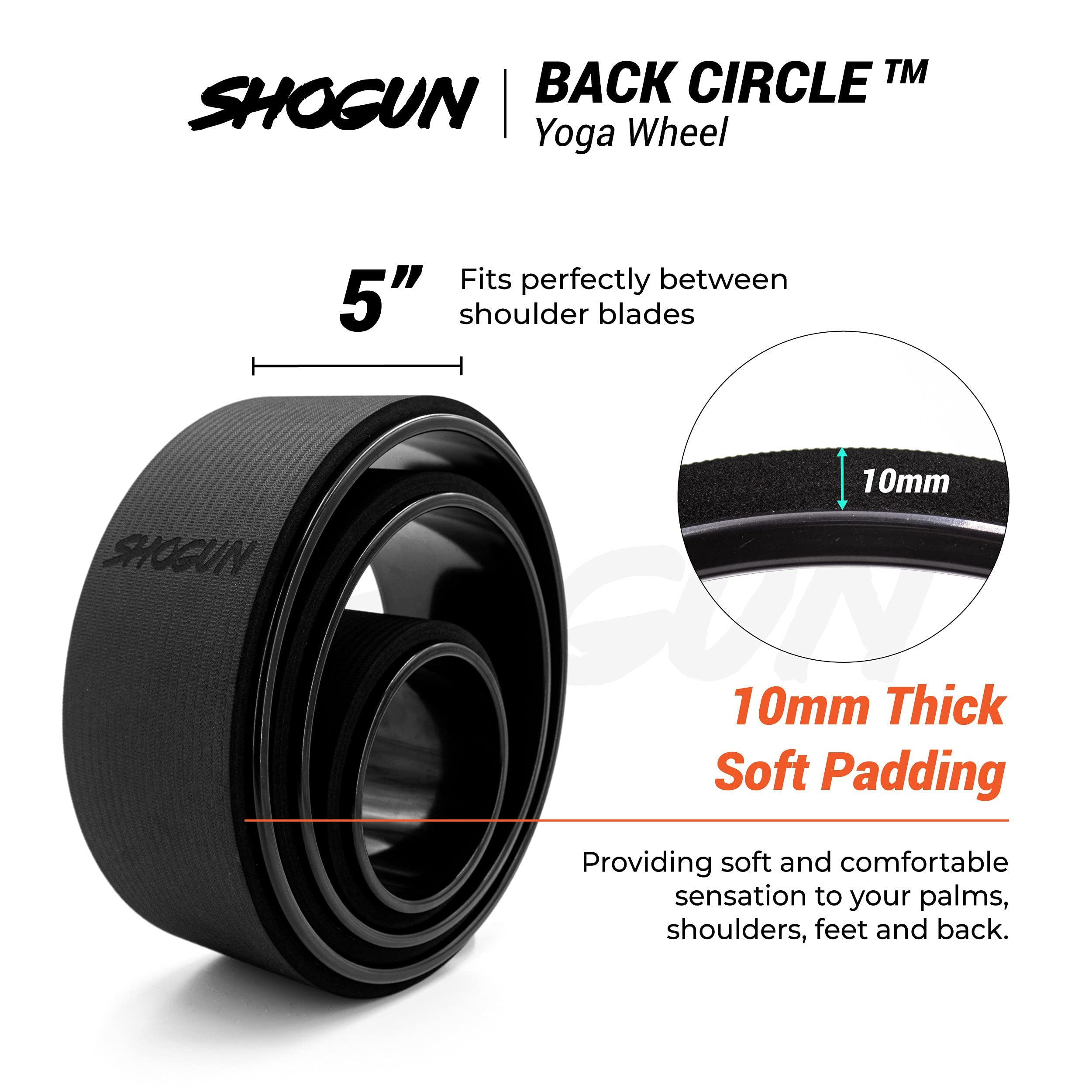 Shogun Yoga Wheel Roller for Back Pain Relief & Spine Stretching - Premium Back Roller Wheel for Flexibility, Mobility & Posture Correction - Perfect for Yoga, Pilates, Physical Therapy & Home Workouts