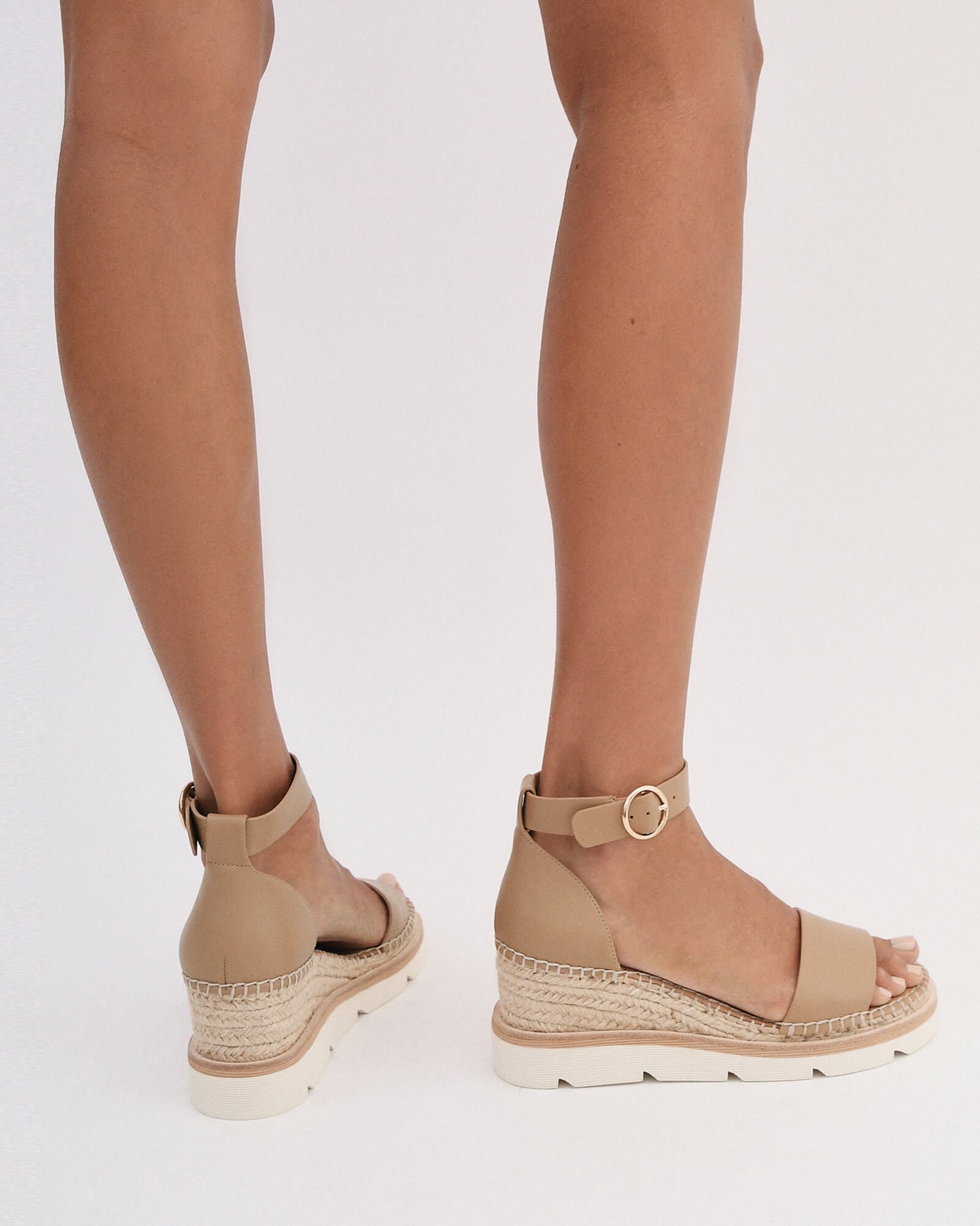 Kelly Women's Tan Leather Mid Heel Wedge Sandals - Comfortable & Stylish for Work, Parties & Summer Outings