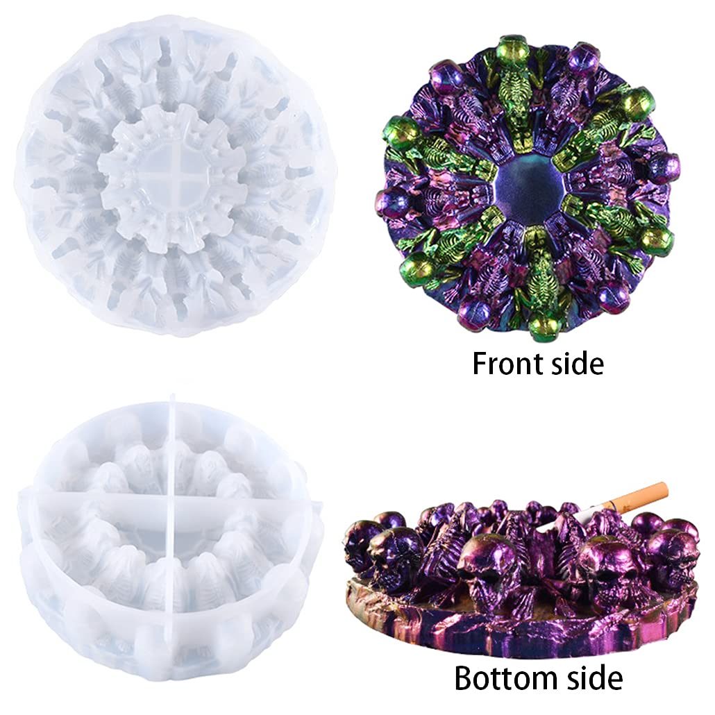 Halloween Skull Silicone Mold for Resin Casting - DIY Epoxy Resin Ashtray, Jewelry Box & Candlestick Molds - Perfect for Home Decor, Resin Art & Craft Projects (1pc Skull Mold) - Great for Party Favors, Gothic Decor & Unique Gifts