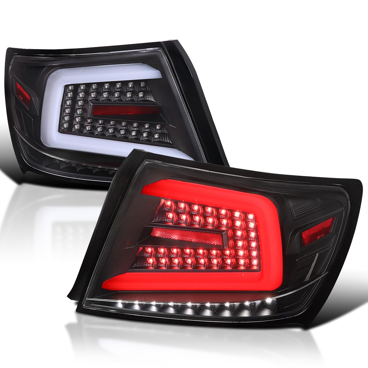 Spec-D Tuning Black Sequential LED Tail Lights with White LED Bar for 2008-2011 Subaru Impreza & WRX - Left & Right Pair Assembly - Upgrade Your Ride for Night Driving & Car Shows