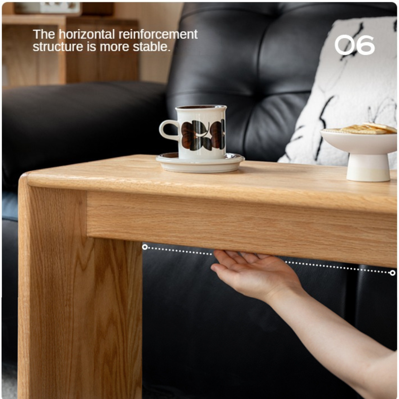 Solid Oak Wood C-Shaped Side Table - Multifunctional End Table for Living Room, Bedroom, or Office - Perfect for Holding Drinks, Books, and Decor