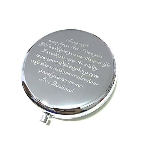 Romantic Wife Gifts from Husband - Personalized I Love You Makeup Mirror for Birthday & Anniversary - Perfect Wedding Present for Her, Home Vanity & Travel Use
