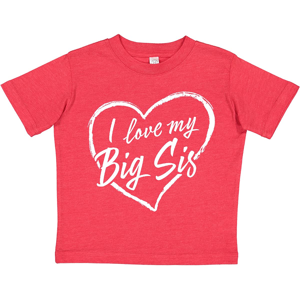 I Love My Big Sis White Chalk Heart Toddler T-Shirt - Cute Sibling Matching Outfits for Family Photos & Special Occasions