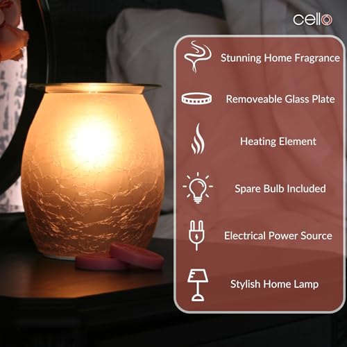 Premium Electric Wax Warmer with Crackle Glass - Aromatherapy Wax Melter for Home, Office & Spa - Perfect for Relaxation & Stress Relief
