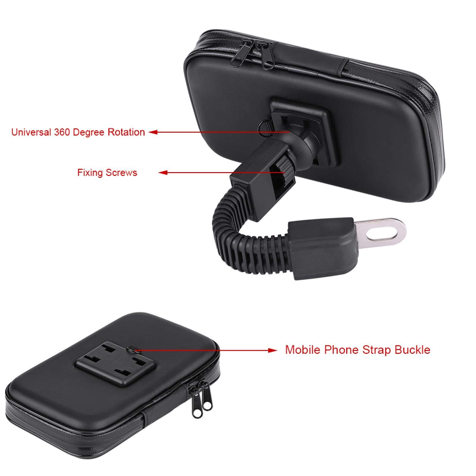 Ymiko Waterproof Motorcycle Phone Mount Holder - Universal Touchscreen Compatible Phone Case Bag with Rearview Mirror Stand for Safe Riding (Perfect for Adventure Tours, Commuting & GPS Navigation)