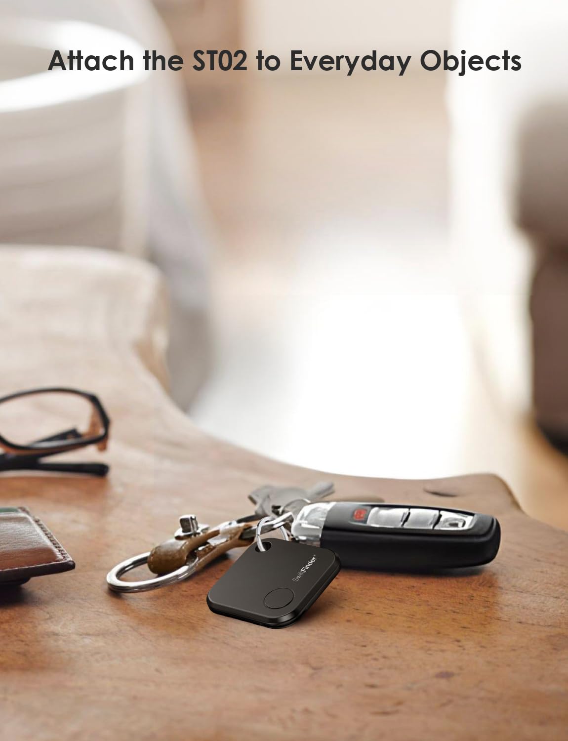 Bluetooth Tracker 4 Pack - Smart Key Finder & Item Locator for Keys, Wallets, Bags, Luggage & Pets | 300ft Range, Water Resistant, Replaceable Battery | Works with iPhone & Android | Perfect for Travel, Office & Daily Use