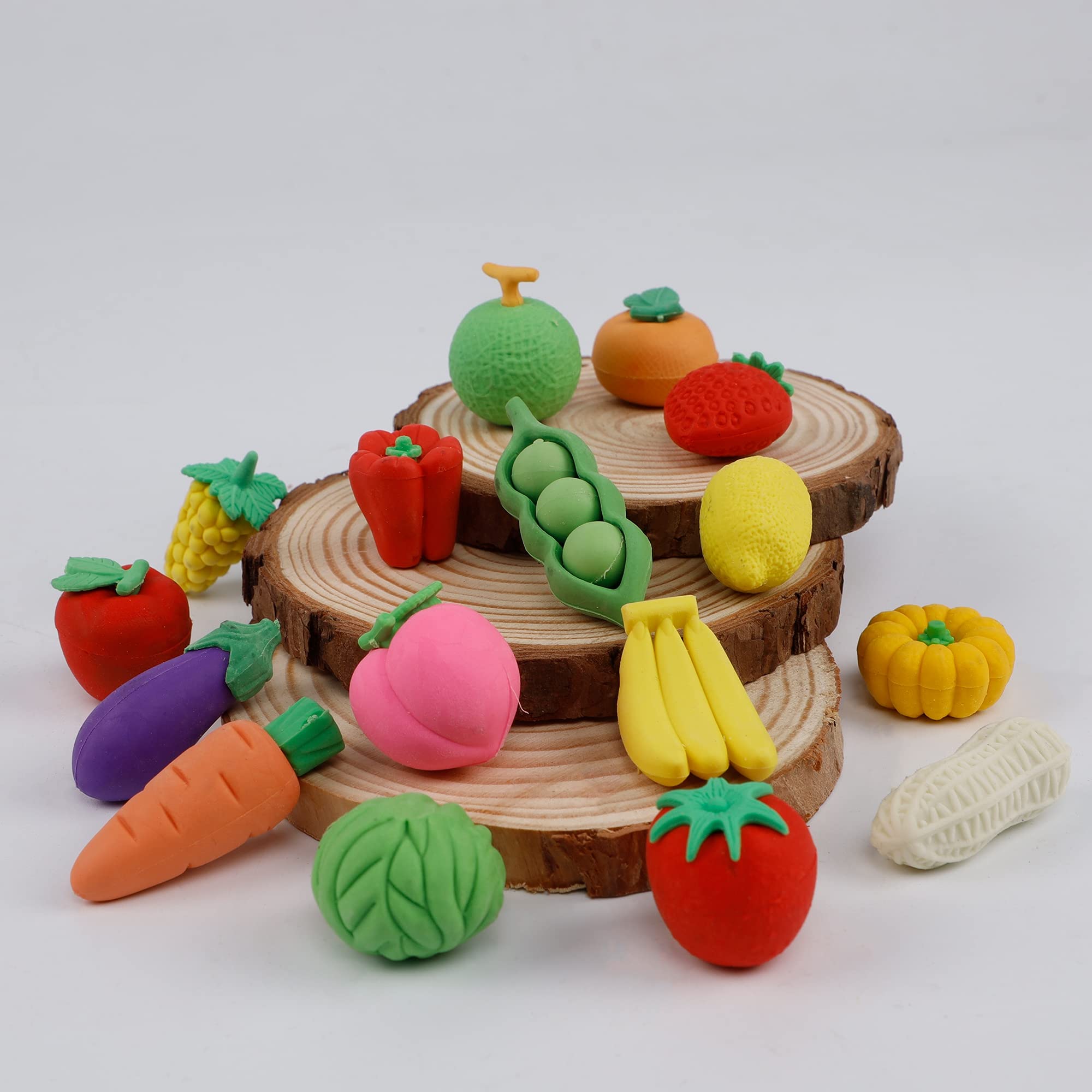 72 Pcs Assorted 3D Fruit & Vegetable Pencil Erasers Set - Mini Puzzle Erasers Bulk for Kids, Party Favors, Classroom Rewards & School Supplies - Fun Learning Toys for Math Games, Art Projects & Gift Giving