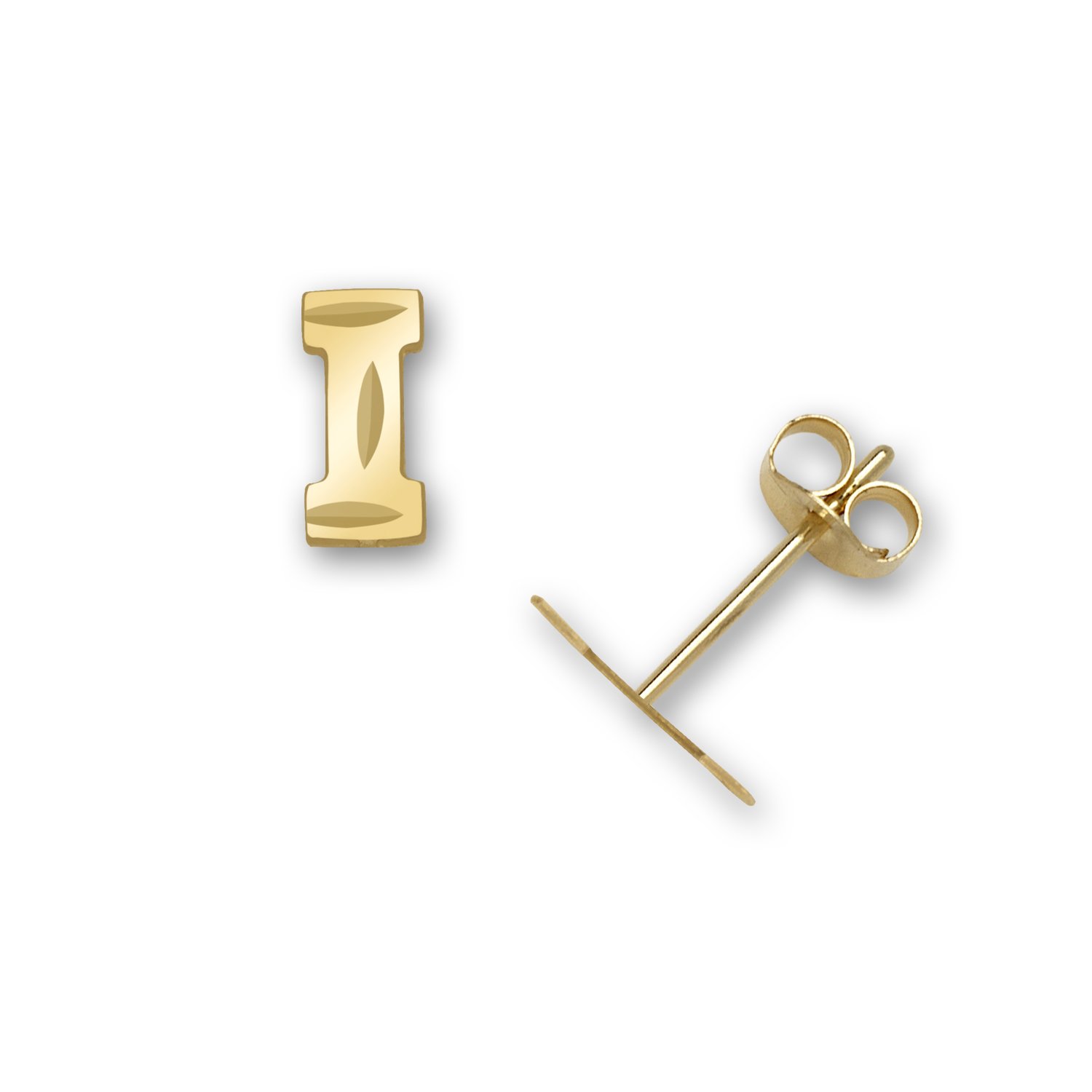 14k Yellow Gold Personalized Monogram Initial Earrings for Boys & Girls - Custom Letter Name Stamping, Multiple Initial Options - Perfect for Birthdays, Gifts & Special Occasions