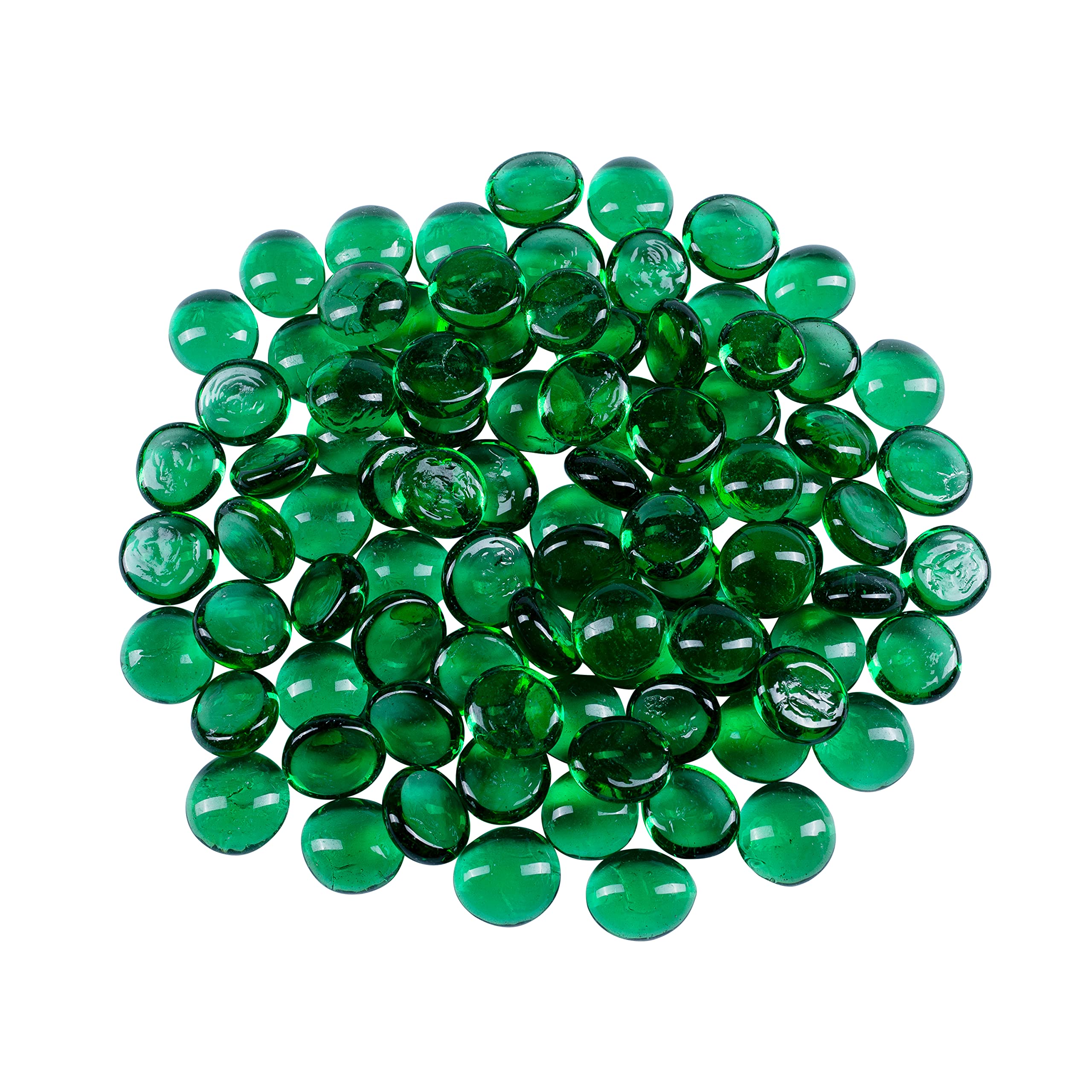 Galashield Green Flat Glass Marbles for Vases - 1 LB (Approx. 100 Pieces) - Decorative Glass Gems, Beads & Pebbles for Vase Fillers, Floral Arrangements, Home Decor and DIY Crafts
