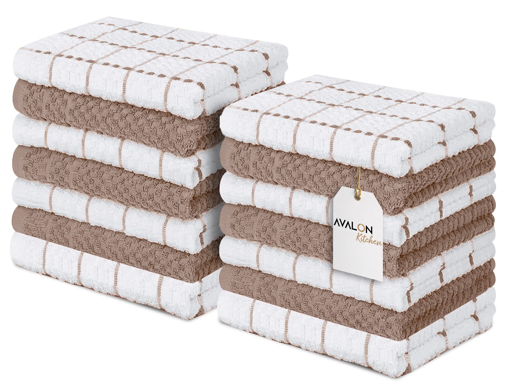 Premium 14-Pack Cotton Kitchen Towels - 15x25 Inch, Soft & Absorbent for Dishes, Cleaning | Home & Restaurant Use
