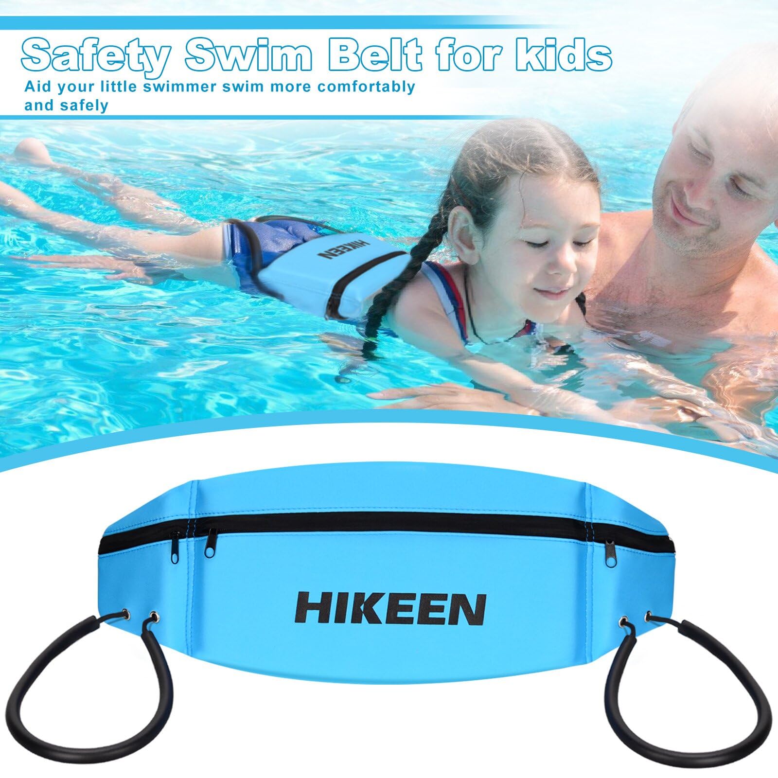 Hikeen Swim Belt for Adults & Kids - Water Aerobics Equipment with Pocket for Pool Exercises & Workouts - Perfect for Swimming Training & Fitness