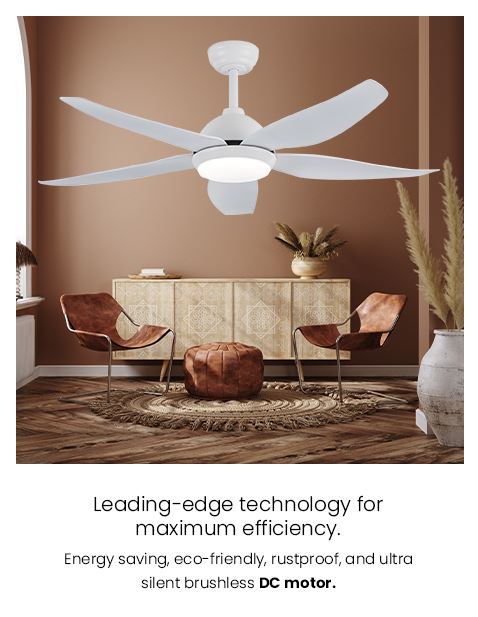 Fanco Galaxy 5 38/48/56 Inch DC Motor LED Ceiling Fan with Remote Control - Energy Efficient Quiet Operation for Bedroom, Living Room & Outdoor Patio
