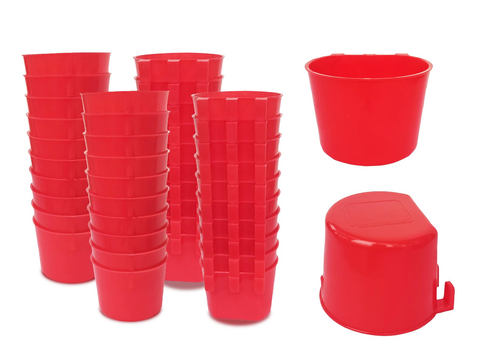 40 Pack Bird Feeders & Water Bowls - 8oz Hanging Cage Cups for Parrots, Chickens, Pigeons & Small Pets - Durable Seed & Water Dishes for Coops, Aviaries & Outdoor Use