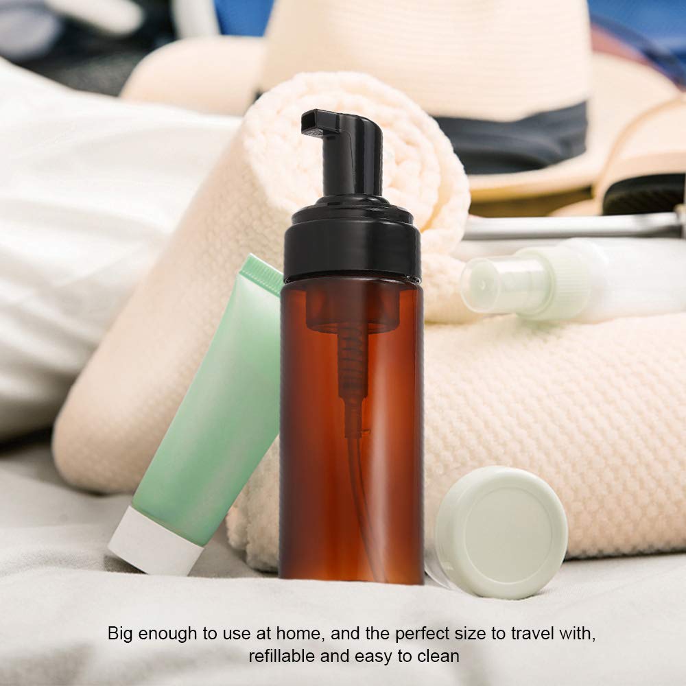 Pharcos 100ml Foaming Dispenser Bottle - Refillable Empty Pump Container for Liquid Soap, Face Wash, Shower Gel & Shampoo | BPA-Free, Leak-Proof & Travel-Friendly | Perfect for Bathroom, Kitchen & Travel Essentials (Amber & Black, Pack of 1)