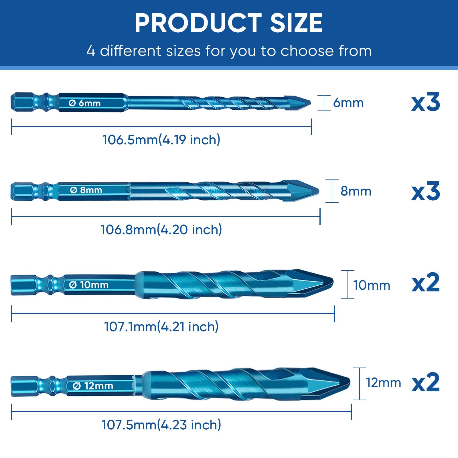 10-Piece Carbide-Tipped Eccentric Drill Bit Set for Concrete, Walls, Tiles, Glass & Hard Materials - Perfect for Masonry, DIY Projects & Professional Construction Work