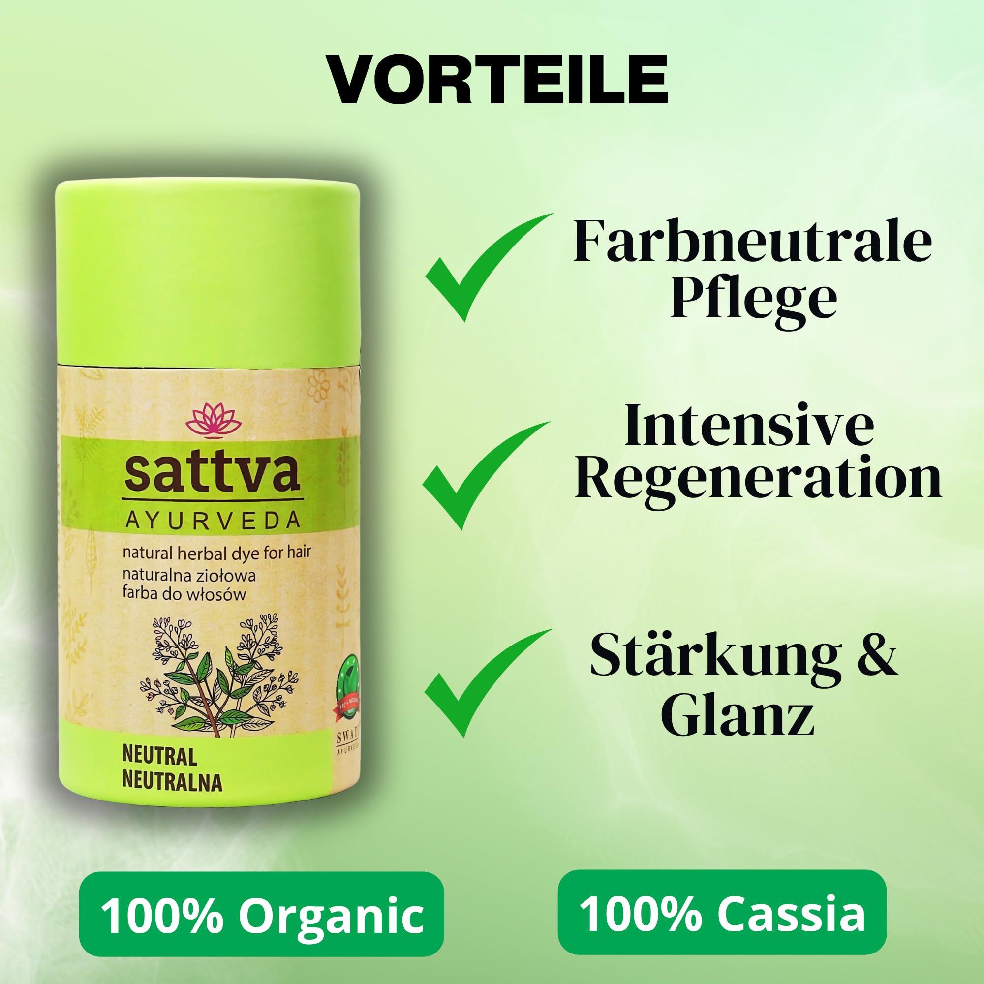 Sattva Ayurveda Natural Herbal Hair Dye - Light Blonde | Cassia Herbal Hair Color for Men & Women | Chemical-Free, Long-Lasting | Perfect for Gray Coverage & Natural Hair Coloring at Home