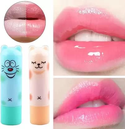 6 Pack Fruit Flavored Color Changing Lip Balm Set - Fun Cartoon Shaped Moisturizing Lip Care for Kids & Teens - Perfect for School, Parties & Gifts